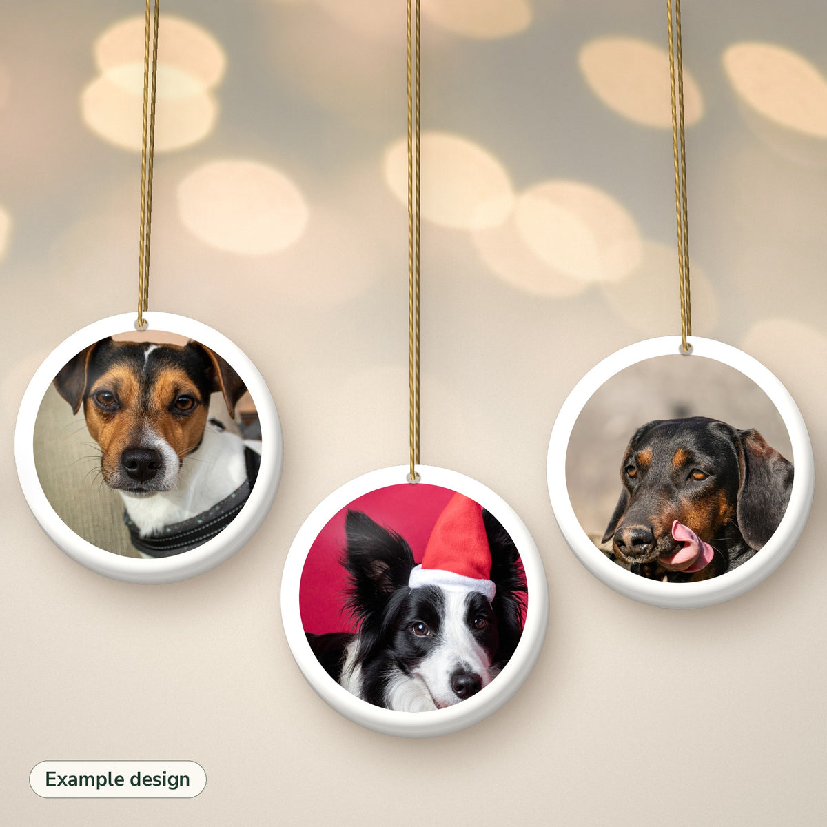 Example personalised photo ornament showing different dog breeds